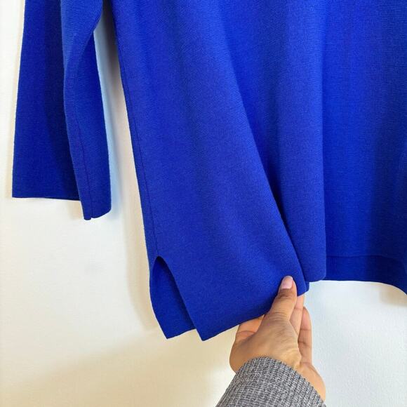 Eileen Fisher 3/4 V Neck Superfine Merino Wool Sweater Sz Small Luxury Minimal - Picture 8 of 15